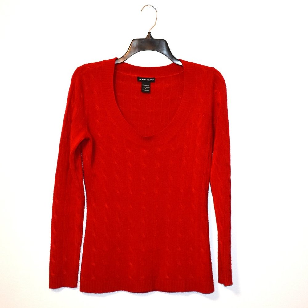 **New York & Company Red Cable Knit Sweater